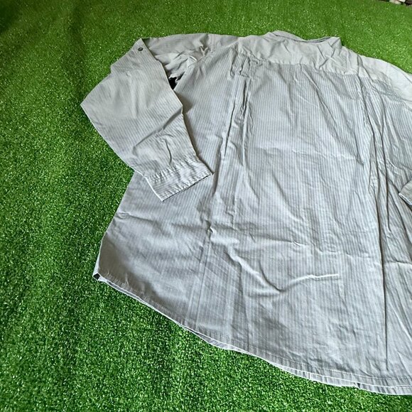 Fuse Roll-Up Sleeve Button Up Striped Gray Lightweight Casual Shirt Tall Size XL - Picture 10 of 12